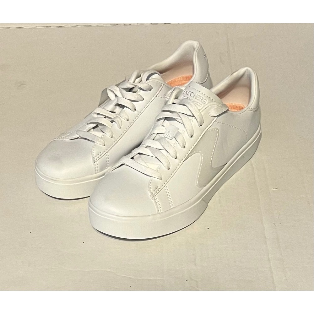 Skechers Court Classics White Sneakers Memory Foam Lace Up Womens Size 6